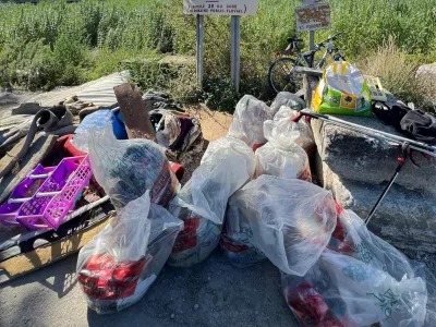 Déchets récupérés sur une partie de la berge